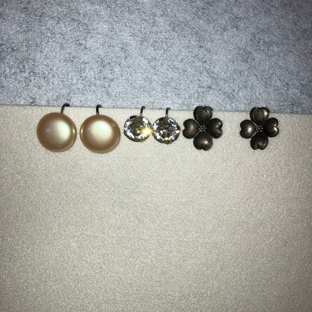 Elegant Vintage Pearl and Crystal Earrings‎ Set